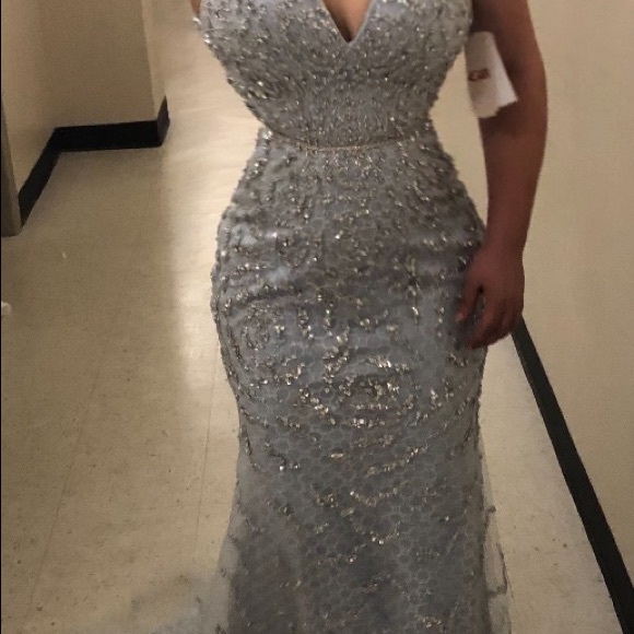 gb social floral embroidered gown